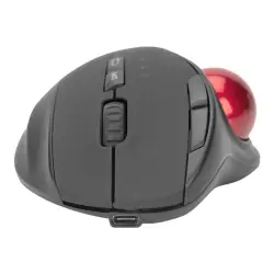 DIGITUS Wireless Ergonomic Optical Trackball Mouse red 8D Buttons 2.4GHz rechargeable battery black