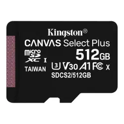 KINGSTON 512GB microSDXC Canvas Select Plus 100R A1 C10 Single Pack w/o ADP