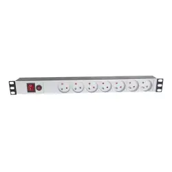 ASM A-19-STRIP-5-IMP Listwa zasilająca PDU 19 7xTyp E, kabel 1.8m z 1xSchuko, wł., zab. przecią. Alu