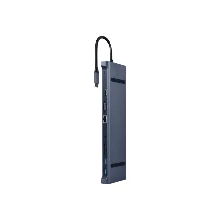 GEMBIRD A-CM-COMBO10-01 Adapter wieloportowy USB Type C 10w1 HUB USB + HDMI + VGA + PD + czytnik kart + LAN + audio 3.5 mm,szary
