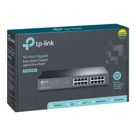 TPLINK TL-SG1016PE TP-Link TL-SG1016PE 16-port Gigabit Rack mount Switch Easy Smart with 8-port PoE