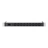 DIGITUS 1U Aluminum PDU rackmountable 9x C13 10A 230VAC 50/60Hz IEC C14 inlet 10A Fuse