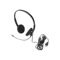 DIGITUS Stereo Office Headset On Ear noise reduction cable 1.95m control unit USB