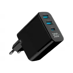 GEMBIRD Szybka ładowarka GaN 3x USB 30W 2x USB-A + USB typ-C LCD czarna