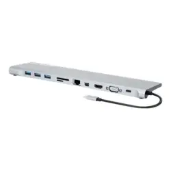 MANHATTAN USB-C PD 11-in-1 Triple-Monitor Docking Station with MST HDMI Mini DP VGA 4K30Hz 3x USB-A PD RJ45 Card Reader 3.5mm Audio