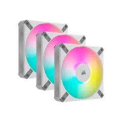 CORSAIR AF ELITE Series AF120 RGB ELITE WHITE 120mm Fluid Dynamic RGB Fan with AirGuide Triple Pack with Lighting Node CORE