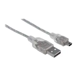 MANHATTAN 333412 Manhattan Kabel USB 2.0 A-B Mini (Canon) M/M 1,8m srebrny