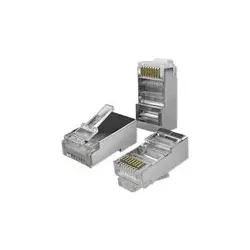 QOLTEC 54556 Wtyk złącze modularne RJ45 / CAT6 / FTP / Pozłacane styki / 100 sztuk