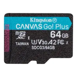 KINGSTON 64GB microSDXC Canvas Go Plus 170R A2 U3 V30 Single Pack w/o ADP