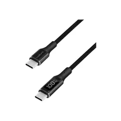 LOGILINK CU0181 Kabel USB 2.0 Type-C C/M na USB-C/M E-mark PD wyświetlacz czarny 1m