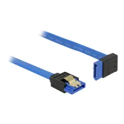 DELOCK 84996 Delock kabel SATA 6 Gb/s kątowy prosto/góra metal.zatrzaski 30cm niebieski