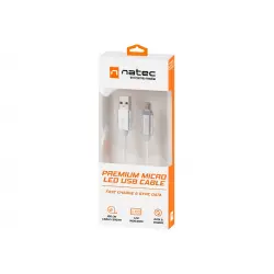 NATEC NKA-1209 Extreme Media kabel microUSB - USB 2.0 (M), 1m, srebrny, LED ładowania