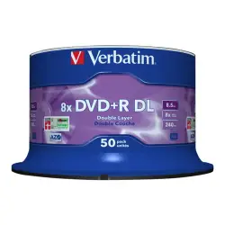 VERBATIM 43758 Verbatim DVD+R DLspindle 50 8,5GB 8x matt silver surface