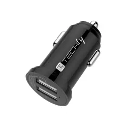 TECHLY Mini Car Charger 2 USB-A Ports 12W / 2.4A Black