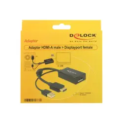 DELOCK 62667 Delock adapter HDMI(M) > Displayport 1.2(F)+zasilanie USB 24cm