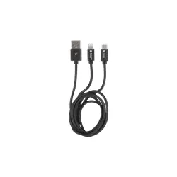 NATEC NKA-1208 Extreme Media kabel microUSB+ Lightning do USB (M), 1m, czarny