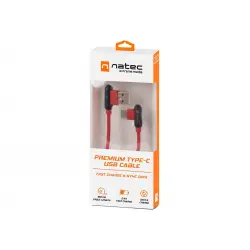 NATEC NKA-1201 Extreme Media kabel USB Typ-C - USB (M), 1m, kątowy, czerwony