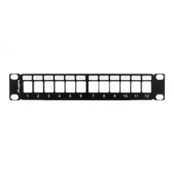 LANBERG patch panel blank 12 port 1U with organizer for keystone modules black