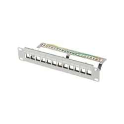 LANBERG patch panel pusty 12 port 10/1U FTP z organizerem do modułów keystone szary