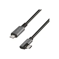 LOGILINK CU0184 Kabel USB 2.0 Type-C C/M kątowy na USB-C/M E-mark PD czarny 3m