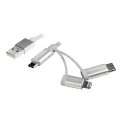 LOGILINK CU0126 LOGILINK - Kabel USB / MicroUSB z adapterem Lightning i USB-C , dł.1m