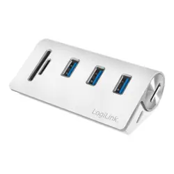 LOGILINK CR0045 LOGILINK - Aluminiowy HUB 3xUSB3.0 z czytnikiem kart pamięci