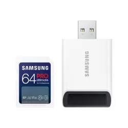 SAMSUNG SD PRO Ultimate 64GB SD Memory Card incl. USB card reader UHS-I U3 Full HD & 4K UHD 200 MB/s Read 130 MB/s Write
