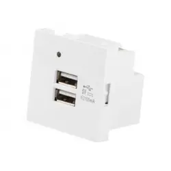 LANBERG AC 45x45 socket 230V 5V 2xUSB 2.1A white