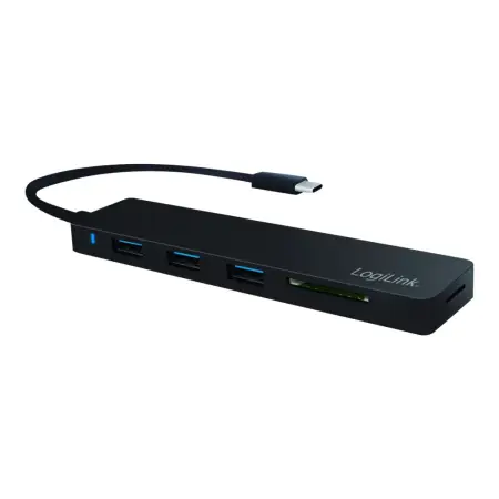 LOGILINK UA0312 LOGILINK- Hub USB-C 3.1, 3-portowy, z czytnikiem kart, Ultra Slim, czarny