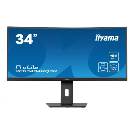 IIYAMA XCB3494WQSN-B5 34inch ETE UW IPS-panel 3440x1440 FreeSync 120Hz 300cd/m2 0.4ms HDMI DP KVM USB-C Dock 3xUSB 3.0 Speakers (P)