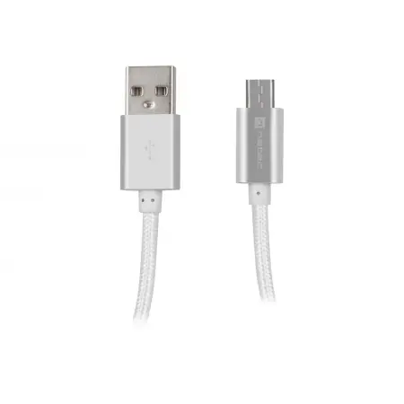 NATEC NKA-1211 Extreme Media kabel microUSB - USB 2.0 (M), 1m, srebrny, nylonowy oplot