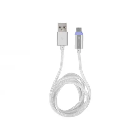 NATEC NKA-1209 Extreme Media kabel microUSB - USB 2.0 (M), 1m, srebrny, LED ładowania