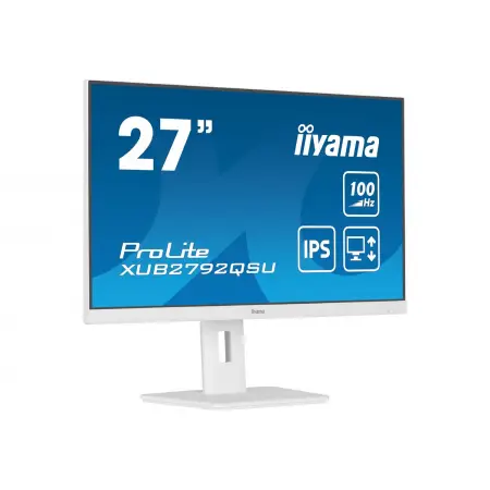 IIYAMA XUB2792QSU-W6 27inch ETE IPS 2560x1440 100Hz 250cd/m2 0.4ms HDMI DP 4xUSB 3.2 Speakers FreeSync 15cm Height Adj. White (P)