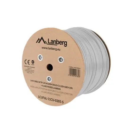 LANBERG LAN cable UFTP cat.6A 305m solid CU LSZH grey CPR fluke passed