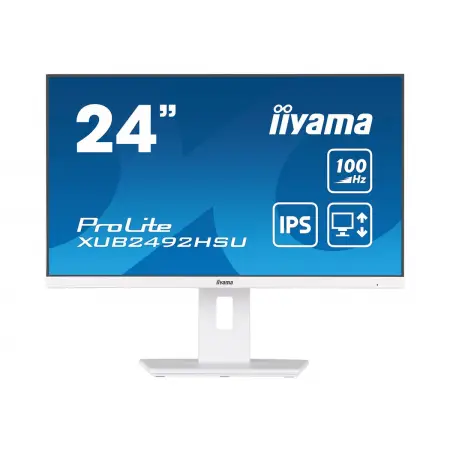 IIYAMA XUB2492HSU-W6 24inch ETE IPS-panel FHD 100Hz 250cd/m2 HDMI White Speakers 15cm Height Adj. Stand Pivot (P)