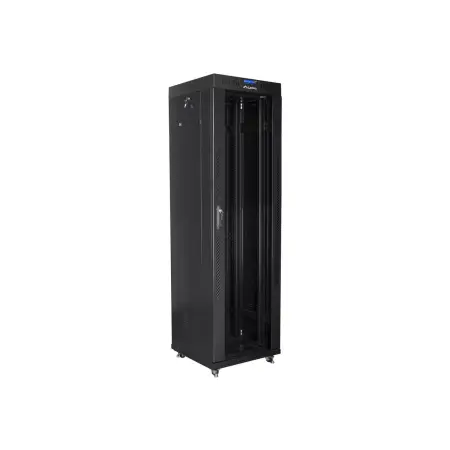 LANBERG free standing rack 19inch cabinet 42U 600x600 glass door LCD flat pack black