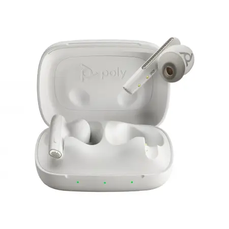 HP Poly Voyager Free 60 UC White Sand Earbuds +BT700 USB-C Adapter +Basic Charge Case