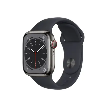 APPLE Watch Series 8 GPS + Cellular 41mm Graphite Stainless Steel Case with Midnight Sport Band - Regular