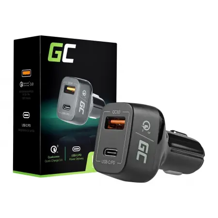 GREENCELL CAD33 Ładowarka samochodowa Green Cell USB-C Power Delivery + USB Quick Charge 3.0