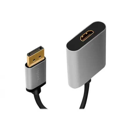 LOGILINK CDA0108 Adapter DisplayPort DP/M na HDMI A/F 4K/60 Hz aluminium czarny/szary 0.15m