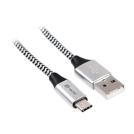 TRACER Kabel USB 2.0 TYPE-C A Male - C Male 1.0m czarno-srebrny