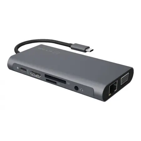 ICYBOX IB-DK4040-CPD Stacja dokująca USB Type-C 3xUSB HDMI 4k 30Hz VGA SD/microSD Towar po testach (P)