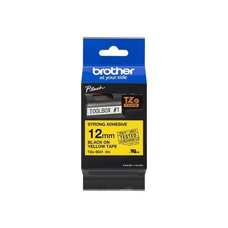 BROTHER TZeS631 Taśma Brother 12mm BLACK ON YELLOW ADHESIVE TAPE