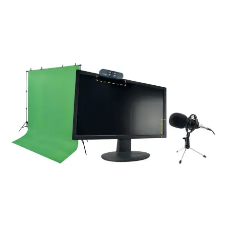 STEELPLAY Pro HD Streamers 4 in 1 Pack Microphone + Webcam + Greenscreen + Tripods