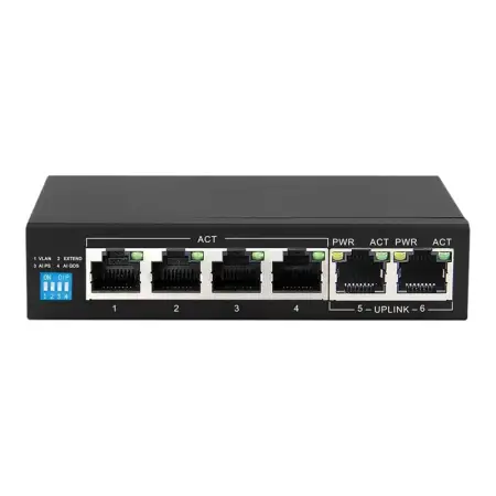 EXTRALINK Krios EX-SG1005P 6 portowy gigabit PoE switch 4x portowy PoE 802.3af/at 60W max 30W per portowy