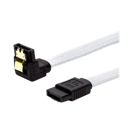 SAVIO GAK-03 SATA III 30cm cable white braided angled golden catch