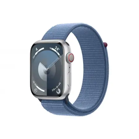 APPLE Watch Series 9 GPS + Cellular 45mm Silver Aluminium Case with Winter Blue Sport Loop