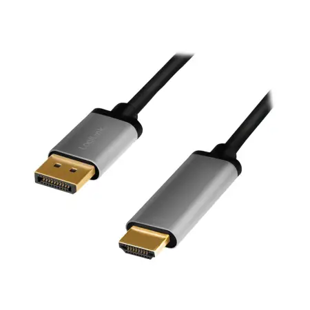 LOGILINK CDA0107 Kabel DisplayPort DP/M na HDMI A/M 4K/60 Hz aluminium czarny/szary 2m