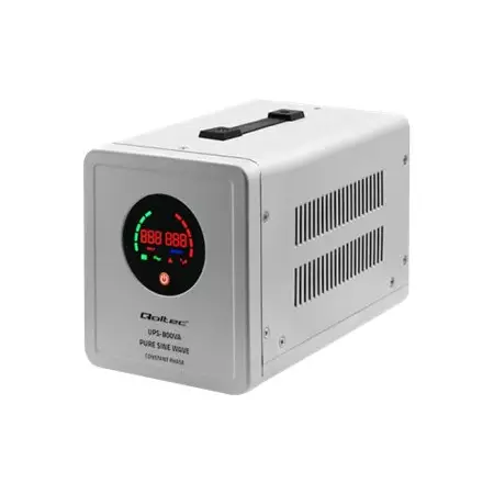 QOLTEC 50718 Zasilacz awaryjny Pure Sine Wave UPS 800VA 560W Stała faza Szary