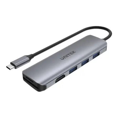 UNITEK H1107F Hub USB-C 3xUSB 3.1 Gen1 HDMI SD microSD